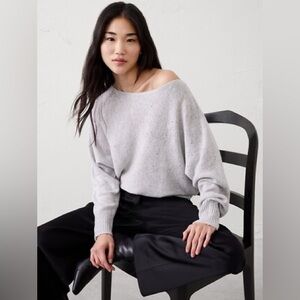Banana Republic Light Gray Off-the-Shoulder Sweater